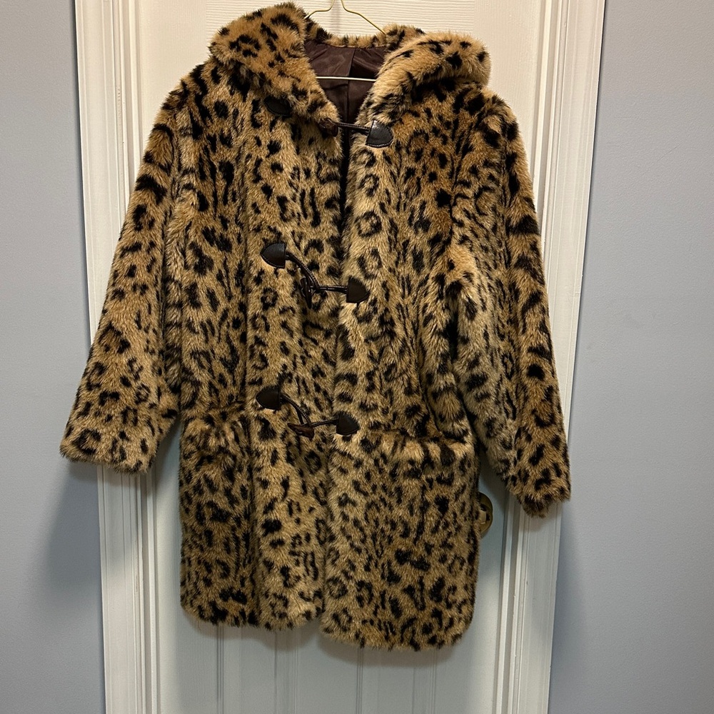 Leopard Print Faux Fur Coat